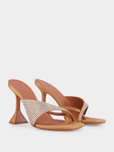 Amina Muaddi Shiona Latte Satin Slipper with Crystals