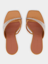 Amina Muaddi Shiona Latte Satin Slipper with Crystals