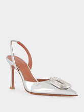 Amina Muaddi Camelia Mirror Silver Slingback Heels