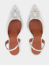 Amina Muaddi Camelia Mirror Silver Slingback Heels