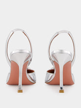 Amina Muaddi Camelia Mirror Silver Slingback Heels
