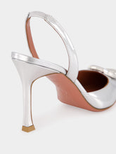 Amina Muaddi Camelia Mirror Silver Slingback Heels