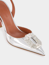 Amina Muaddi Camelia Mirror Silver Slingback Heels
