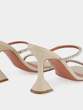 Amina Muaddi Gilda Beige Canvas Slipper with Crystals