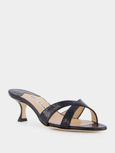 Manolo Blahnik Black Patent Leather Open Toe 50mm Mules