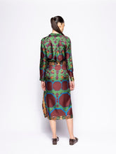 Paula Wisteria Octa Print Wrap Skirt in Double Printed Silk Twill