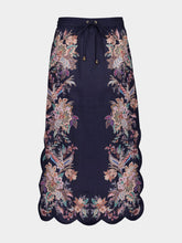 Zimmermann Navy Blue Midi Skirt with Rhiannon Scallop