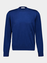 Ferragamo Teal Blue Wool Crew Neck Sweater