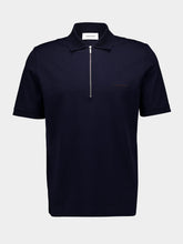 Ferragamo Navy Polo with Zip Collar