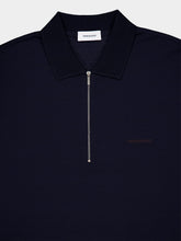 Ferragamo Navy Polo with Zip Collar