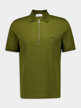 Ferragamo Olive Green Zip Collar Polo