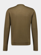 Ferragamo Olive C-Neck Virgin Wool Sweater