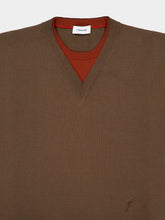 Ferragamo Layered Knitted T-Shirt in Clay, Brick and White
