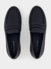 Manolo Blahnik Ellis Navy Calf Leather Loafers