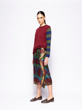 Paula Matilda Cabernet Knitted Long-Sleeved Striped Sleeves Top