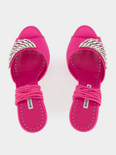 Manolo Blahnik Plumena 90 Crystal-Embellished Satin Lace-Up Pink Sandals