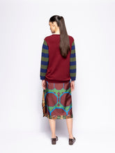 Paula Matilda Cabernet Knitted Long-Sleeved Striped Sleeves Top