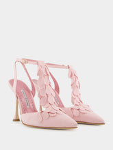 Manolo Blahnik Marwam Pink Suede Ankle Strap Pumps