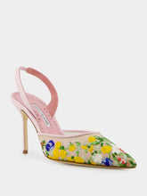 Manolo Blahnik Pink Jardoline Tora Mesh Slingback Pumps