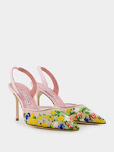 Manolo Blahnik Pink Jardoline Tora Mesh Slingback Pumps