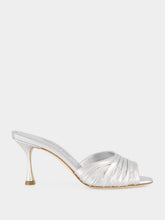 Manolo Blahnik Silver Pirua 70 Nappa Heeled Mules