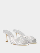 Manolo Blahnik Silver Pirua 70 Nappa Heeled Mules
