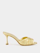 Gold Ruched Open Toe Mules
