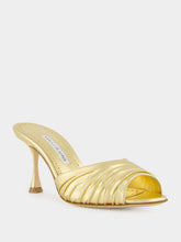 Gold Ruched Open Toe Mules
