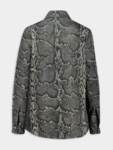 Gabriela Hearst Greyscale Recycled Python-Print Denim Shirt