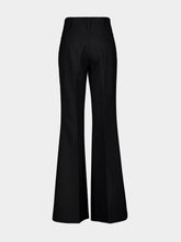 Navy Wool-Cashmere Flared Trousers