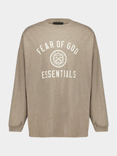 Fear Of God Essentials Heather Gray Long-Sleeve Logo Top