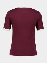 Courrèges Burgundy and Heritage White Signature Contrast T-Shirt