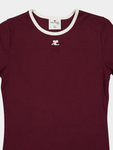 Courrèges Burgundy and Heritage White Signature Contrast T-Shirt