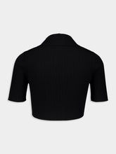 Courrèges Black Cropped Knit Polo