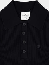 Courrèges Black Cropped Knit Polo