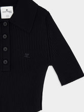 Courrèges Black Cropped Knit Polo