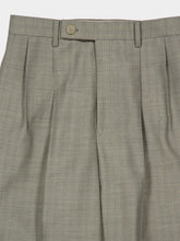Auralee Khaki Gray Stripe Bluefaced Wool Two-Tuck Slacks