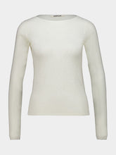 Auralee Ivory White Sheer Cashmere Boat Neck Knit