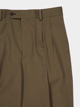 Auralee Dark Olive Green Light Wool Max Gabardine Slacks