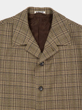Auralee Dark Brown Silk Linen Check Jacket