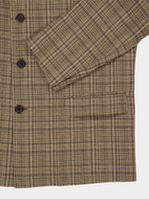 Auralee Dark Brown Silk Linen Check Jacket