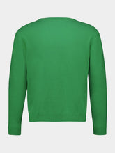 Auralee Green Brushed Cashmere Cotton Knit Sweater