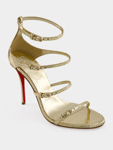 Christian Louboutin Antique Gold Millenium 100 Python Leather Sandals