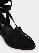 Christian Louboutin Black Toleda Mesh Leather 85 Wedge Espadrilles