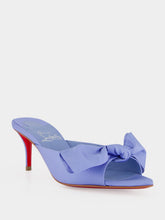 Christian Louboutin Ceruleo Silk Bow Kitten Heel Mules