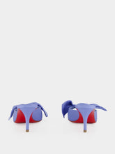 Christian Louboutin Ceruleo Silk Bow Kitten Heel Mules