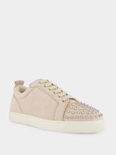 Christian Louboutin Louis Junior Spikes Sneakers in Beige Veau Velours