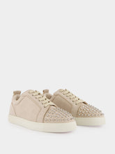 Christian Louboutin Louis Junior Spikes Sneakers in Beige Veau Velours