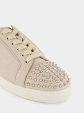 Christian Louboutin Louis Junior Spikes Sneakers in Beige Veau Velours