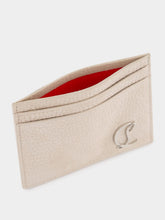 Christian Louboutin Beige Mooncrest Grained Leather Card Holder